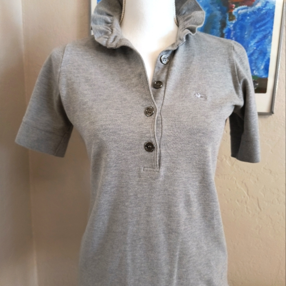Burberry gray polo, ruffle collar